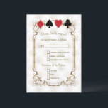 Goud Wit Art Deco Casino Vegas Poker Bruiloft RSVP Kaartje<br><div class="desc">Elegant Casino Royale en Great Gatsby thema kaart ontwerp. Het beschikt over art deco stijl, een Roaring 20's oude Hollywood faux gouden lijst, speelkaarten pakken met een gouden randen, op gouden witte Art Deco patroonachtergrond. Op de achterkant hetzelfde patroon en initialen tussen speelkaarten pakken. Gebruik de tool Personaliseren om uw...</div>