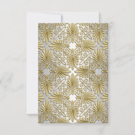 Goud Wit Art Deco Damask RSVP 2 (Voorkant)