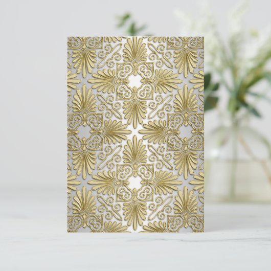 Goud Wit Art Deco Damask RSVP 2 (Staand voorkant)
