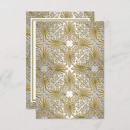 Goud Wit Art Deco Damask RSVP 2 (Voorkant / Achterkant)