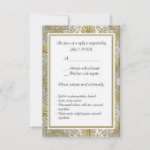 Goud Wit Art Deco Damask RSVP 2 Kaartje (Achterkant)