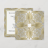 Goud & Wit Art Deco Damask Vrijgezellenfeest Kaart (Voorkant / Achterkant)