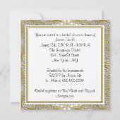 Goud & Wit Art Deco Damask Vrijgezellenfeest Kaart (Achterkant)