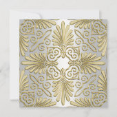 Goud & Wit Art Deco Damask Vrijgezellenfeest Kaart (Voorkant)