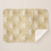 Goud & Wit Art-Deco Naadloos Patroon Sherpa Deken (Voorkant (horizontaal))