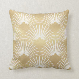 Goud & Wit Art-deco Patroon 23 Kussen