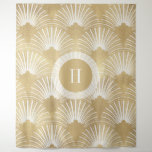 Goud & Wit Art-deco Patroon No.38 Wandkleed<br><div class="desc">Elegant goud en wit art-deco geometrisch patroon met optioneel monogram.</div>