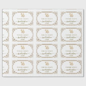 Goud Wit Art Deco Sweet Zestien Verjaardag Cadeaupapier (Vlak)