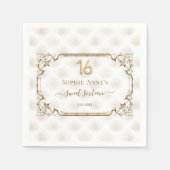 Goud Wit Art Deco Sweet Zestien Verjaardag Servet (Voorkant)