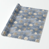 Goud Wit Blauw Glitter Vuurwerk Cadeaupapier (Uitgerold)