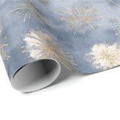 Goud Wit Blauw Glitter Vuurwerk Cadeaupapier (Rol Hoek)
