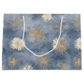 Goud Wit Blauw Glitter Vuurwerk Groot Cadeauzakje (Voorkant)