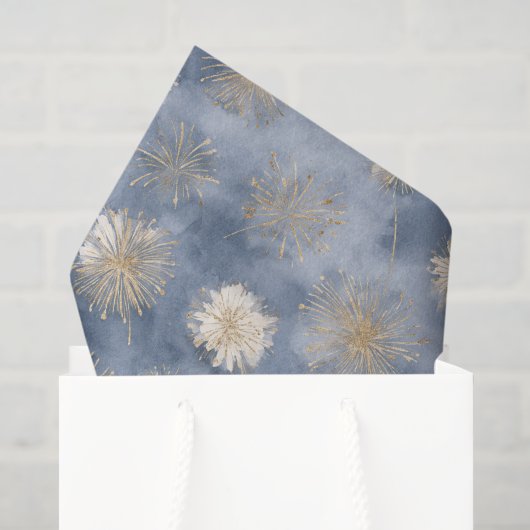 Goud Wit Blauw Glitter Vuurwerk Tissuepapier (Cadeauzakje)