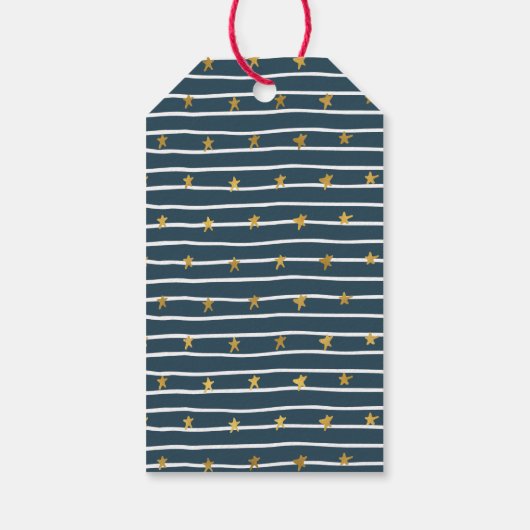 Goud Wit Blauw Sterren en Strepen Cadeaulabel (Achterkant)