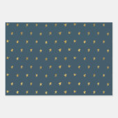Goud Wit Blauw Sterren en Strepen Inpakpapier Vel (Voorkant 2)