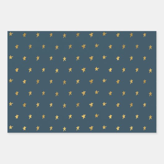 Goud Wit Blauw Sterren en Strepen Inpakpapier Vel (Voorkant 2)