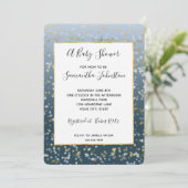Goud Wit Blauw Sterren Shine Bright Baby shower Kaart (Staand voorkant)