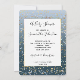 Goud Wit Blauw Sterren Shine Bright Baby shower Kaart