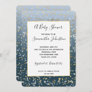 Goud Wit Blauw Sterren Shine Bright Baby shower Kaart