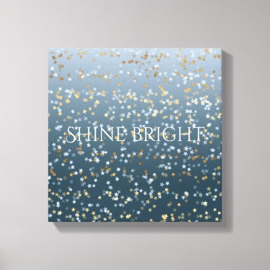Goud Wit Blauw Sterren Shine Bright Canvas Afdruk (Voorkant)