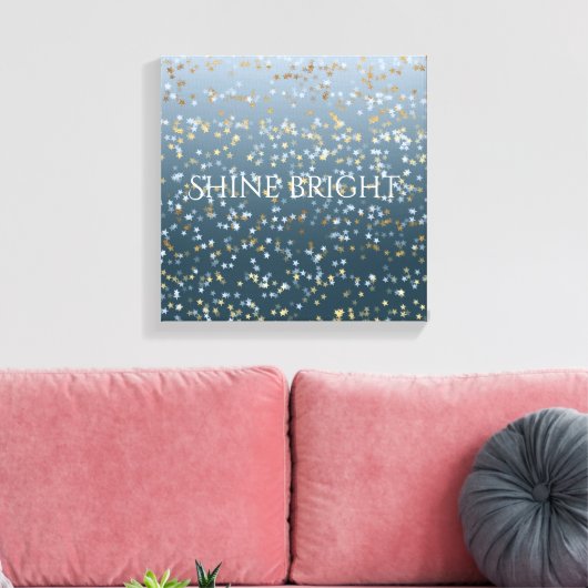 Goud Wit Blauw Sterren Shine Bright Canvas Afdruk (Insitu (Woonkamer))