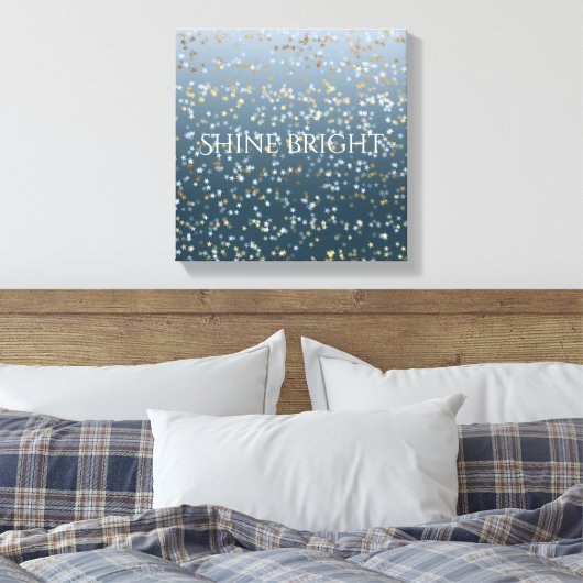 Goud Wit Blauw Sterren Shine Bright Canvas Afdruk (Insitu (Slaapkamer))