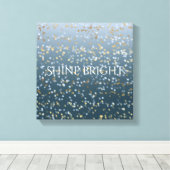 Goud Wit Blauw Sterren Shine Bright Canvas Afdruk (Insitu (Houten vloer))