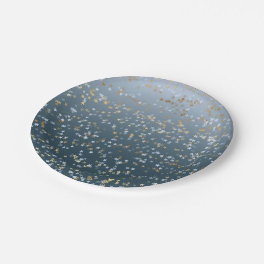 Goud Wit Blauw Sterren Shine Bright Papieren Bordje (Gekanteld)