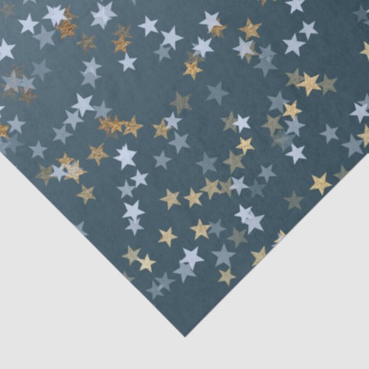 Goud Wit Blauw Sterren Shine Bright Tissuepapier (Detail)