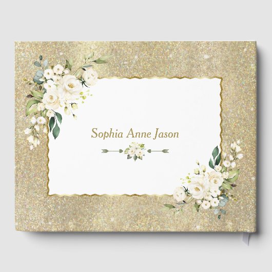 Goud Wit Bloemen 50 en Fabulous Verjaardagsfeest Gastenboek (Achterkant)