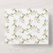  Goud Wit Bloemen All In One Uitnodiging (Achterkant)