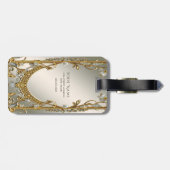 Goud  Wit Bloemen Bagagelabel (Achterkant horizontaal)