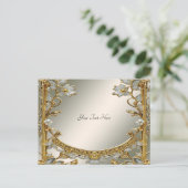 Goud  Wit Bloemen Briefkaart (Staand voorkant)