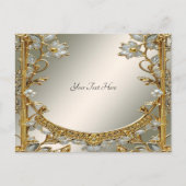 Goud  Wit Bloemen Briefkaart (Voorkant)