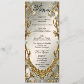 Goud Wit Bloemen Bruiloft Menu (Voorkant)