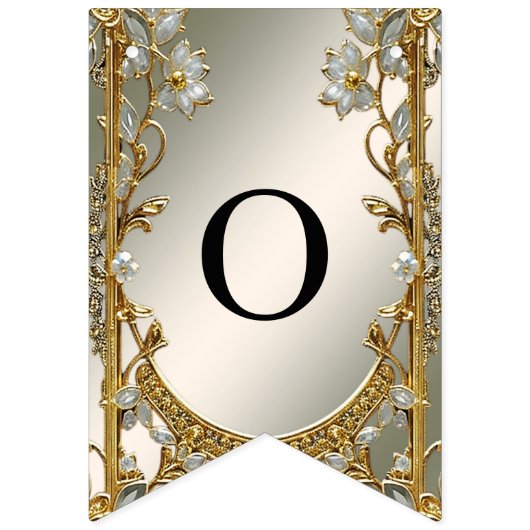 Goud  Wit Bloemen Bunting Flag Vlaggetjes (Tweede vlag)