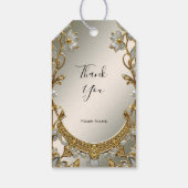 Goud Wit Bloemen Cadeau Label Cadeaulabel (Achterkant)