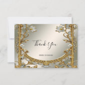 Goud Wit Bloemen Dank u kaart (Voorkant)