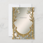 Goud Wit Bloemen Dank u kaart (Achterkant)