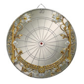 Goud  Wit Bloemen Dartboard Dartbord (Voorkant)