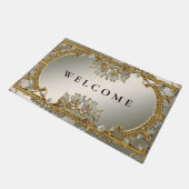 Goud  Wit Bloemen Deurmat (Schuin)