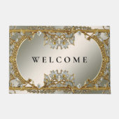 Goud Wit Bloemen Deurmat (Voorkant)