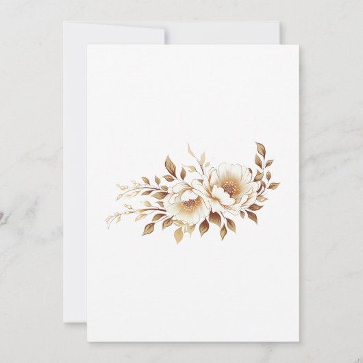 Goud Wit Bloemen Elegante Bruids Douche Uitnodigin Kaart (Achterkant)
