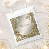 Goud  Wit Bloemen Favor Bag Bedankzakje (Geknipt)