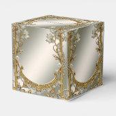 Goud  Wit Bloemen Favor Box Bedankdoosjes (Achterkant)