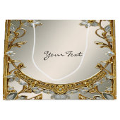 Goud  Wit Bloemen Gift Bag Groot Cadeauzakje (Voorkant)