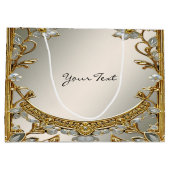 Goud  Wit Bloemen Gift Bag Groot Cadeauzakje (Achterkant)