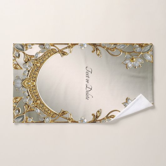 Goud  Wit Bloemen Handdoek Set (Handdoek)