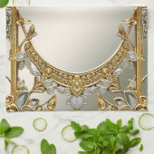 Goud  Wit Bloemen Keuken Handdoeken (Gevouwen)