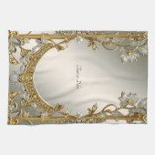 Goud  Wit Bloemen Keuken Handdoeken (Horizontaal)